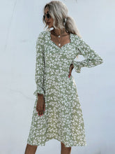 Floral Print Long Sleeve Casual Midi Dress