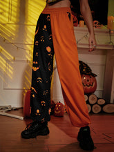 Women's Halloween casual patchwork print shows the trend of thin pants