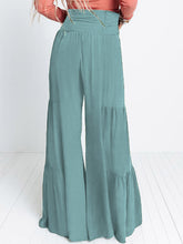 Lace Up Elastic Waist Pleated Wide Leg Pants