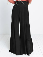 Lace Up Elastic Waist Pleated Wide Leg Pants