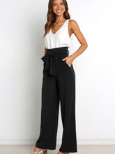 Women's trousers casual versatile wide leg trousers with belt