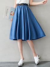 Women Casual Midi High-Waist A-Line Skirt