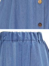 Women's Solid Denim Button-Front Skirt