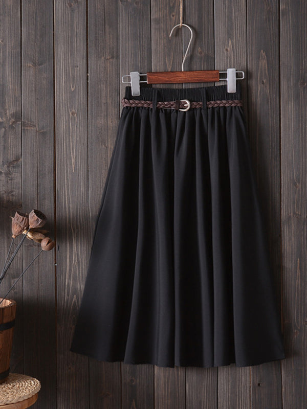 Women Casual Elastic Waist Knit Skirt