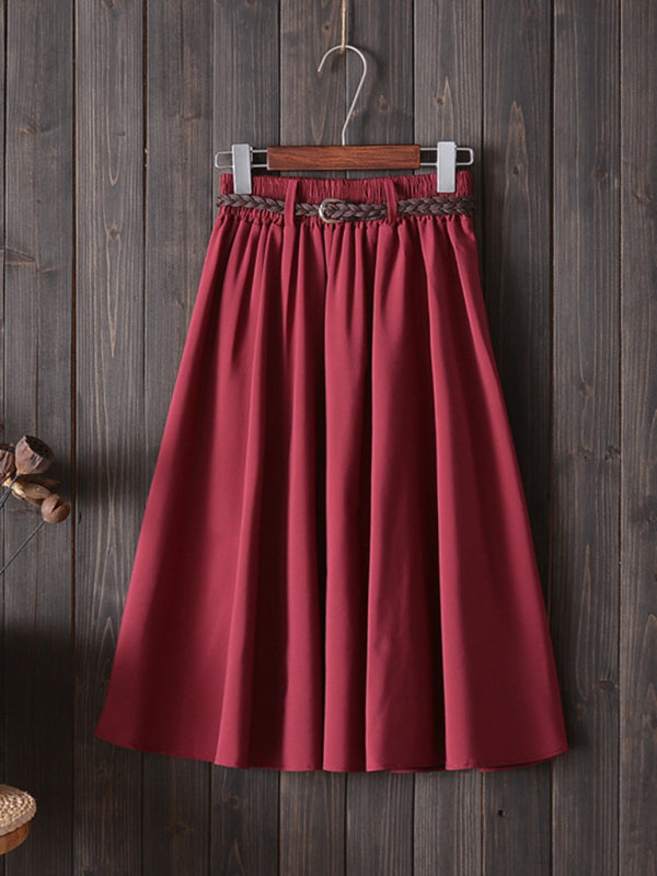 Women Casual Elastic Waist Knit Skirt