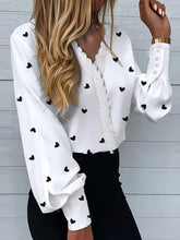 Women's Printed Lace Long Sleeve Top