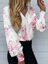 Women's Printed Lace Long Sleeve Top