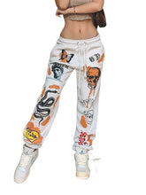 Women's Halloween Print Tie High Waist Trousers