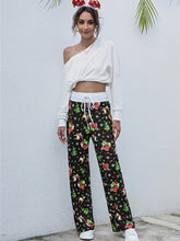 Women Festival Pattern Knit Polyester Pants