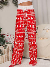 Women Festival Pattern Knit Polyester Pants