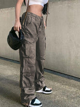 Women's Straight High Waist Loose Wide Leg Retro Daddy Cargo Pants