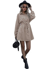 Casual Button-Down Long Sleeve Shirt Dress