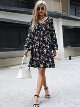 Boho Floral Print Long Sleeve Dress