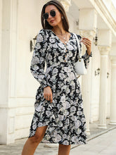 Floral Print Long Sleeve Casual Midi Dress