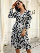 Floral Print Long Sleeve Casual Midi Dress