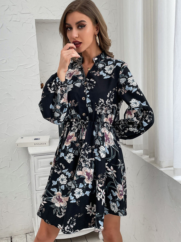 Women's Floral Print Long Sleeve Dress