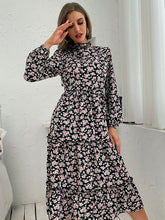 Women Floral Print Long Sleeve Knit Dress