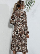 Leopard Print Long Sleeve Midi Dress