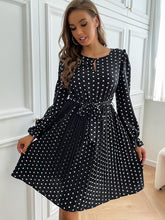 Polka Dot Pleated Casual Midi Dress