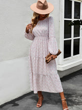 Women Floral Print Long Sleeve Midi Dress