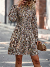 Floral Print Long Sleeve Ruffle Vacation Dress