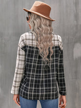 Women's lapel plaid long sleeve loose shirt