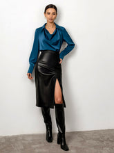 New fashion slit pu leather skirt sexy high waist bag hip skirt