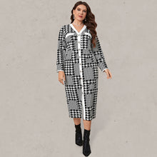 Plus-size slim-fit hip-packed long high-quality plaid midi dress