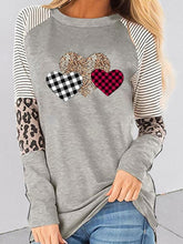 Women's Valentine's Day Long Sleeve Mosaic Peach Heart Casual Round Neck Loose Top