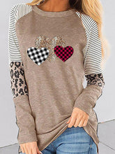 Women's Valentine's Day Long Sleeve Mosaic Peach Heart Casual Round Neck Loose Top