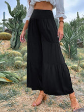 Casual wide-leg cotton and linen high-waist loose trousers for women