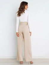 Women's Solid Color Casual All-Matching Belted Wide-Leg Trousers