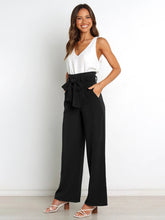 Women's Solid Color Casual All-Matching Belted Wide-Leg Trousers