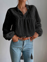 Polka Dot Chiffon Lace Panel Loose Commuting Blouse