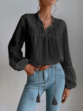 Polka Dot Chiffon Lace Panel Loose Commuting Blouse