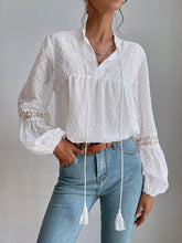 Polka Dot Chiffon Lace Panel Loose Commuting Blouse