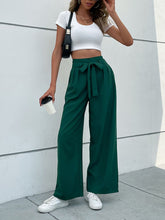 Women's casual commuting lace-up wide-leg pants