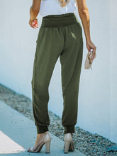 Solid Color High-Waist Ribbed Crop Pocket Lounge Pants