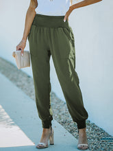 Solid Color High-Waist Ribbed Crop Pocket Lounge Pants