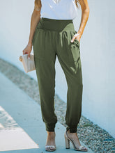 Solid Color High-Waist Ribbed Crop Pocket Lounge Pants