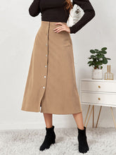 Corduroy Skirt Single Breasted High Waisted Skirt