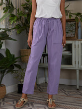 Women's Pocket Elastic Waist Cotton Linen Lounge Pants