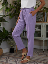 Women's Pocket Elastic Waist Cotton Linen Lounge Pants