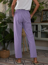 Women's Pocket Elastic Waist Cotton Linen Lounge Pants