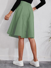 Women's Pocket Button Elegant Midi Skirt