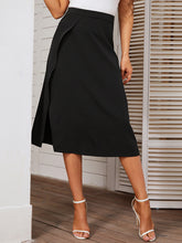 Women's slit simple solid color midi skirt