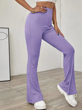 Women's Knitted High Waist Flared Casual Trousers