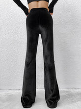 Women's velvet high waist flared casual trousers