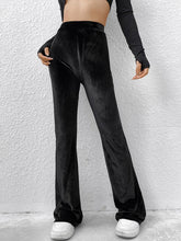 Women's velvet high waist flared casual trousers