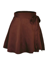 Solid Color Skirt High Waist Fashion One Piece Tie Skirt Chiffon Satin Wrap Skirt